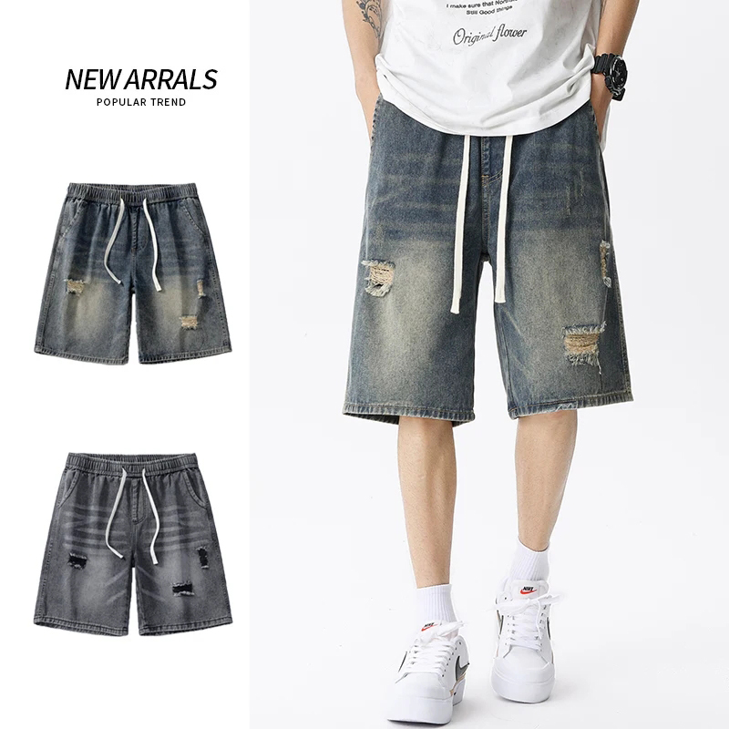 Men'S Fashion Loose Pants - Summer Thin Denim Shorts Men's Retro