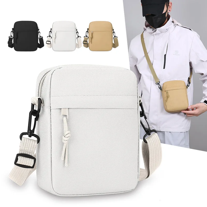 Crossbody Bag Men - Simple Solid Color Canvas mini Square