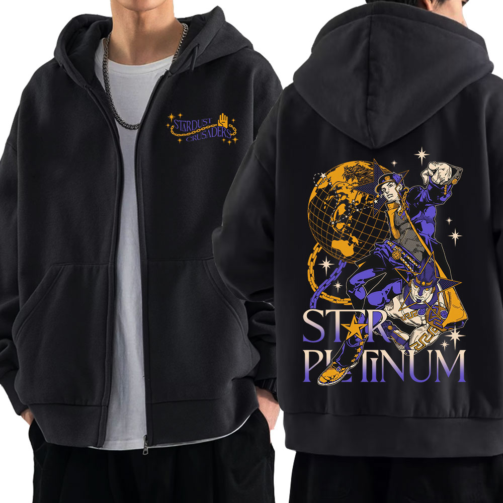 Men'S Fashion Zipper Hoodie - Anime Jojo Bizarre Adventure Zipper Hoodies