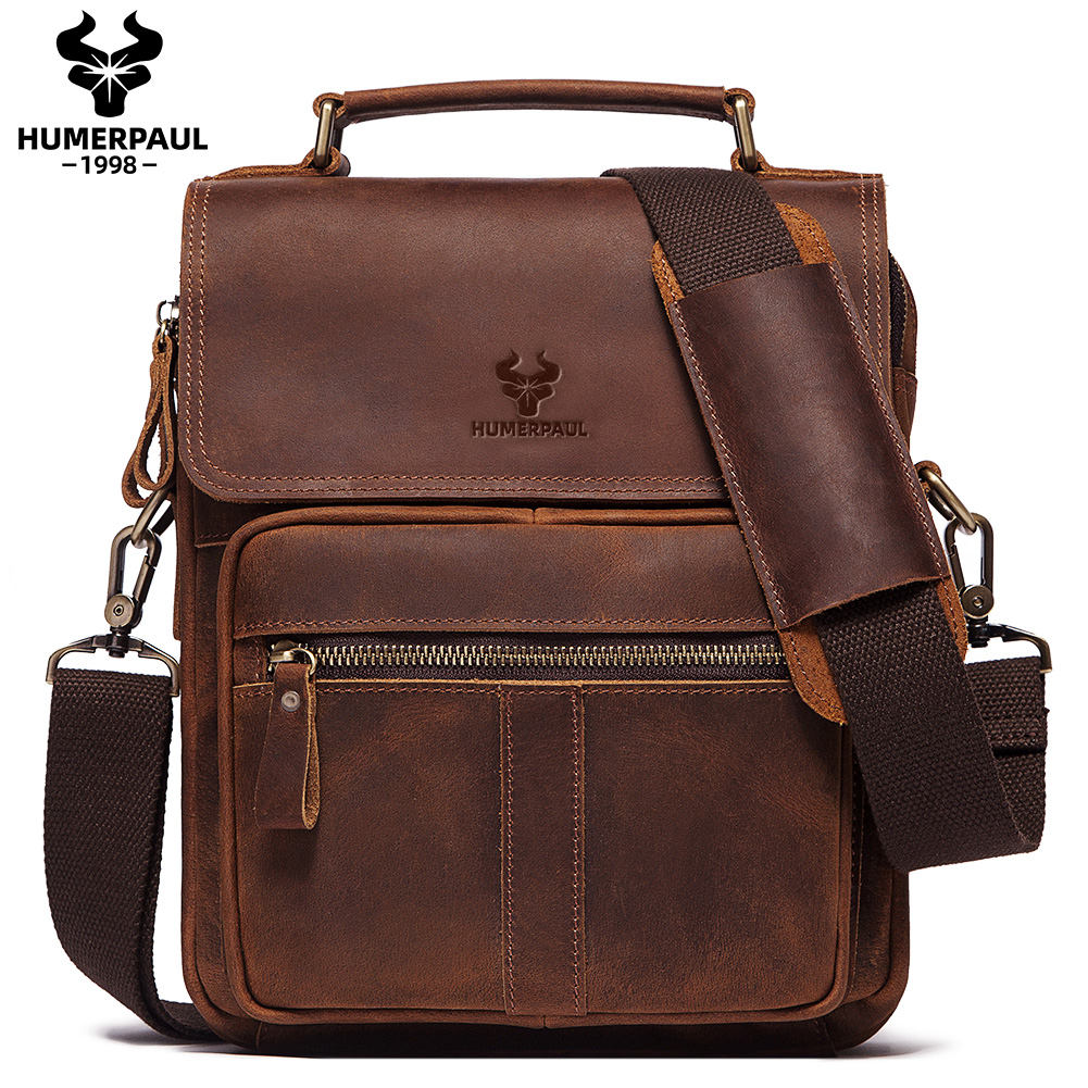 Crossbody Bag Men - HUMERPAUL Genuine Leather Men's Shoulder Bag