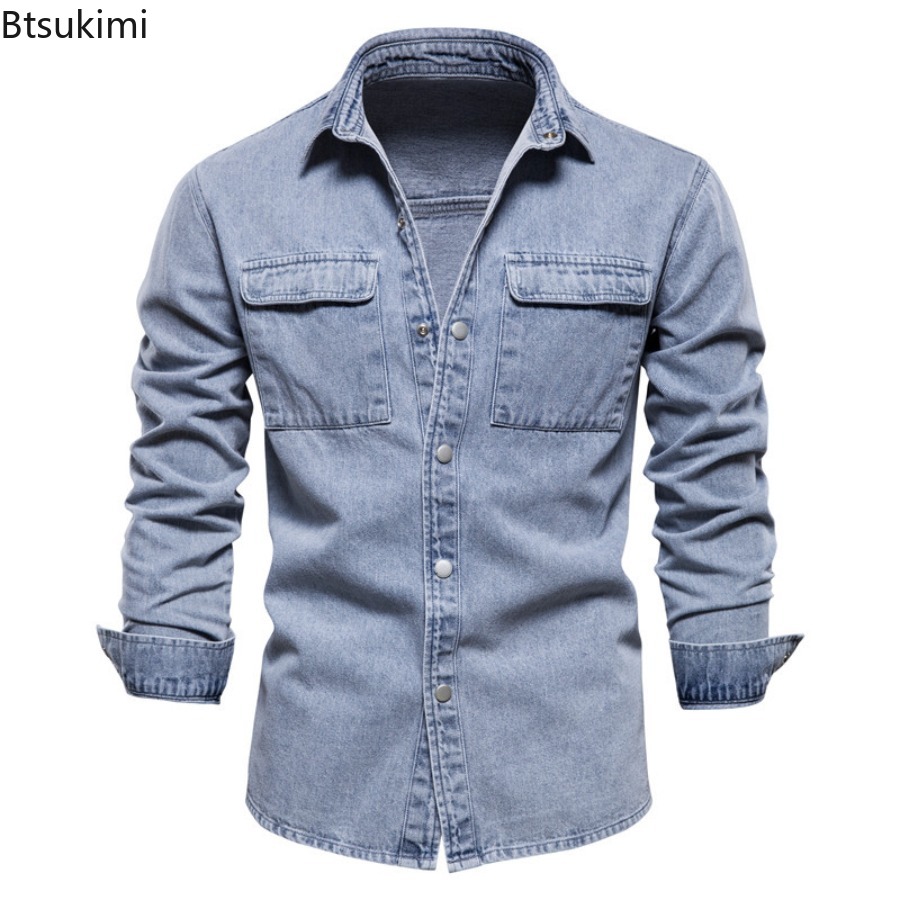 Spring Autumn Men's Fashion Sl - Jeans Shirt Fashion For Men recension och pris