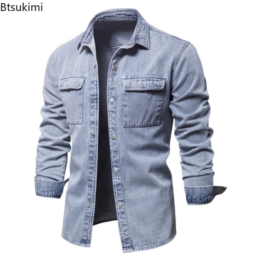 Spring Autumn Men's Fashion Sl - Jeans Shirt Fashion For Men recension och pris