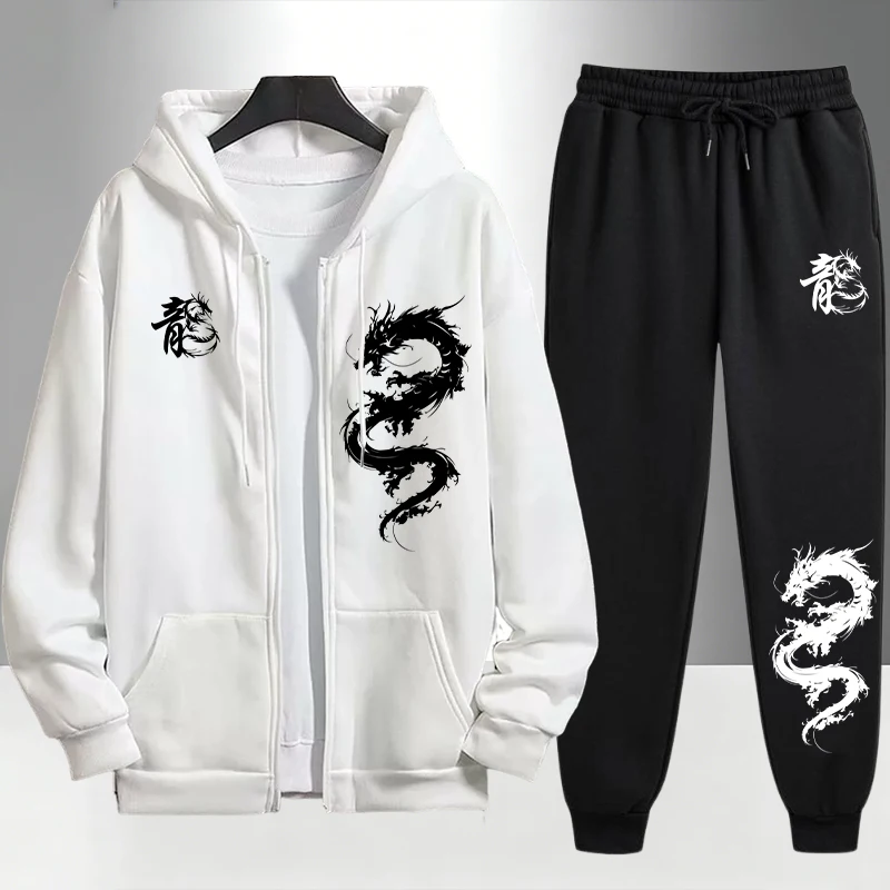 Chinese Dragon Print Tracksuit - Men'S Fashion Zipper Hoodie recension och pris