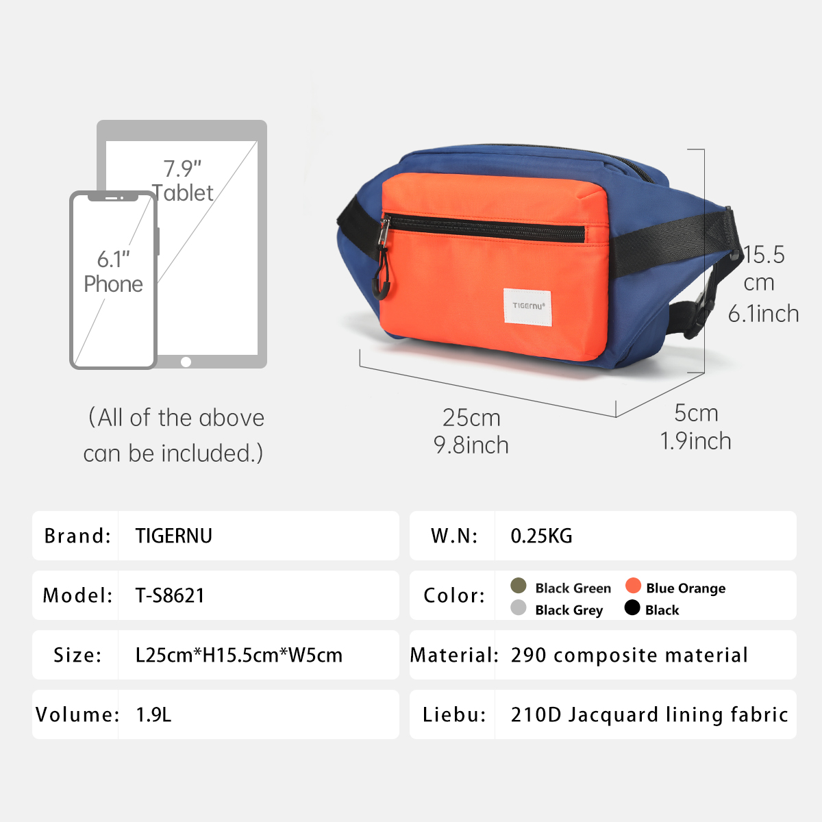 Tigernu  Chest Bag For Men 7.9 - Crossbody Bag Men recension och pris