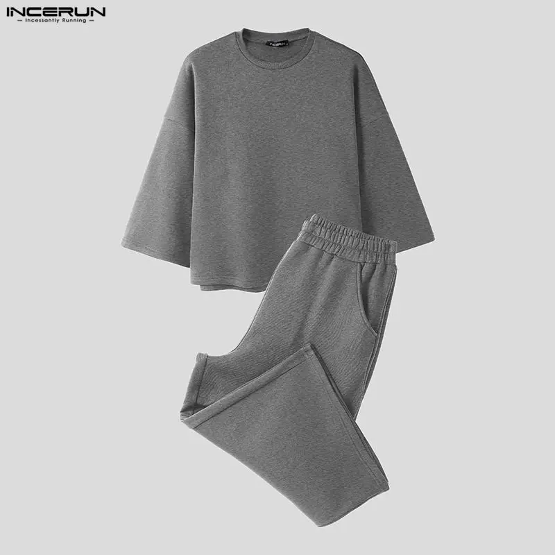 INCERUN Men Sets Solid Color B - Men'S Fashion Loose Pants recension och pris