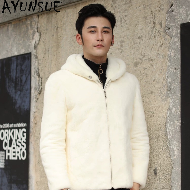 AYUSNUE Natural Mink Coat Men  - Men'S Fashion Zipper Hoodie recension och pris