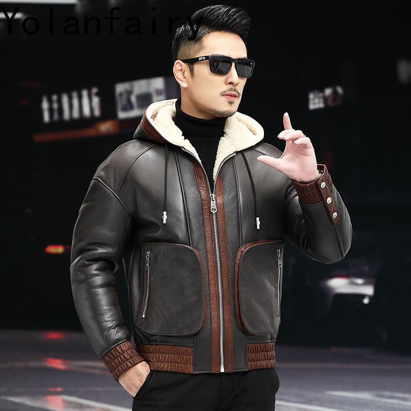 YOLANFAIRY Natural Wool Fur Co - Men'S Fashion Zipper Jacket recension och pris