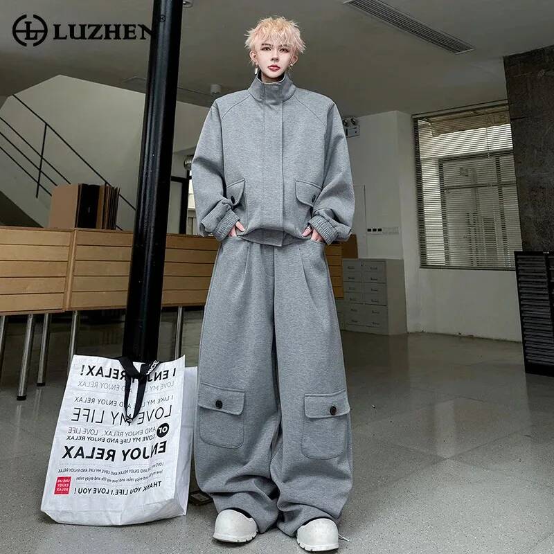LUZHEN Color Cardigan 2026 PU  - Men'S Fashion Loose Pants recension och pris