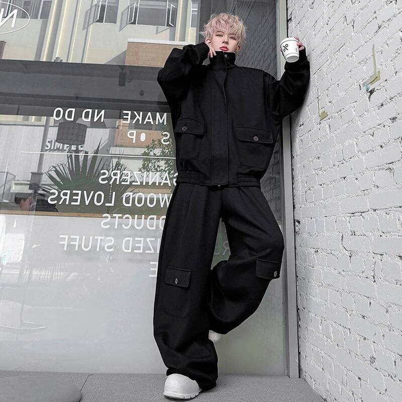 LUZHEN Color Cardigan 2026 PU  - Men'S Fashion Loose Pants recension och pris