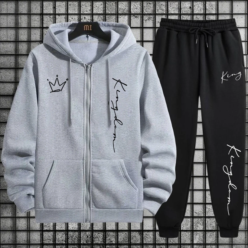 King Letter Print Hoodie and S - Men'S Fashion Zipper Hoodie recension och pris