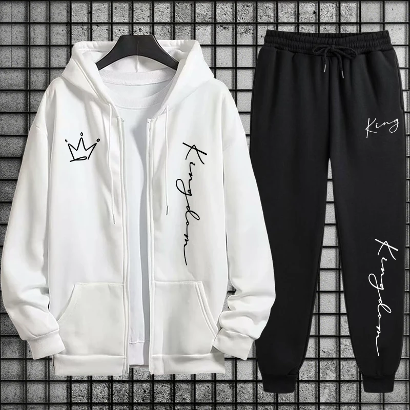 King Letter Print Hoodie and S - Men'S Fashion Zipper Hoodie recension och pris
