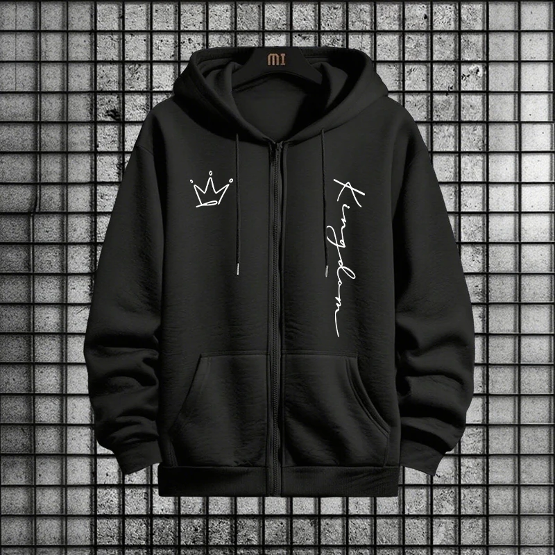 King Letter Print Hoodie and S - Men'S Fashion Zipper Hoodie recension och pris