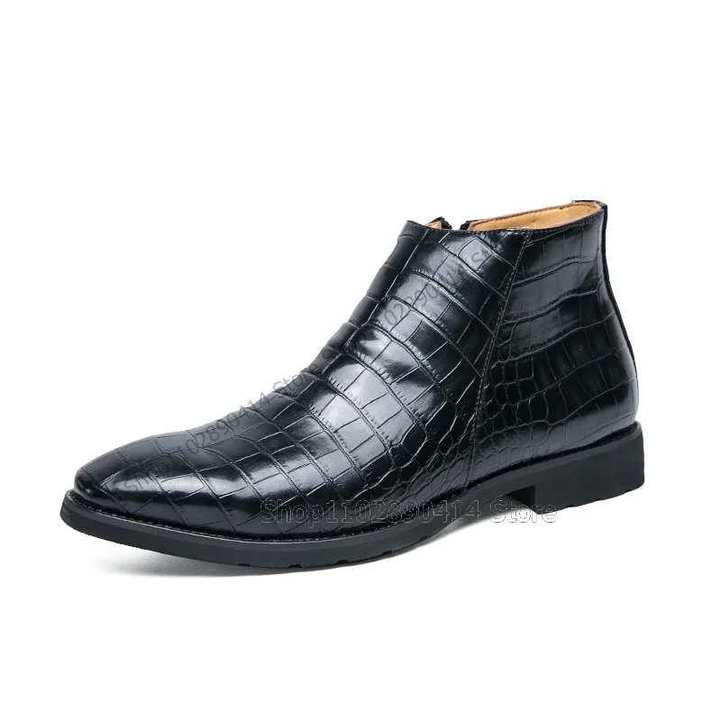 Black Brown Crocodile Print Sq - Mens Fashion Dress Shoes recension och pris
