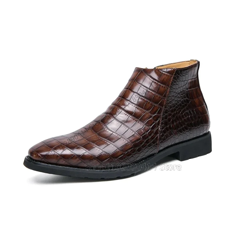 Black Brown Crocodile Print Sq - Mens Fashion Dress Shoes recension och pris