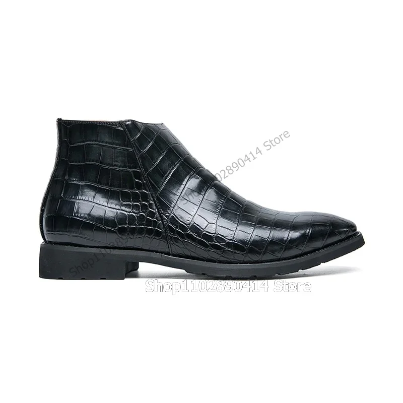 Black Brown Crocodile Print Sq - Mens Fashion Dress Shoes recension och pris