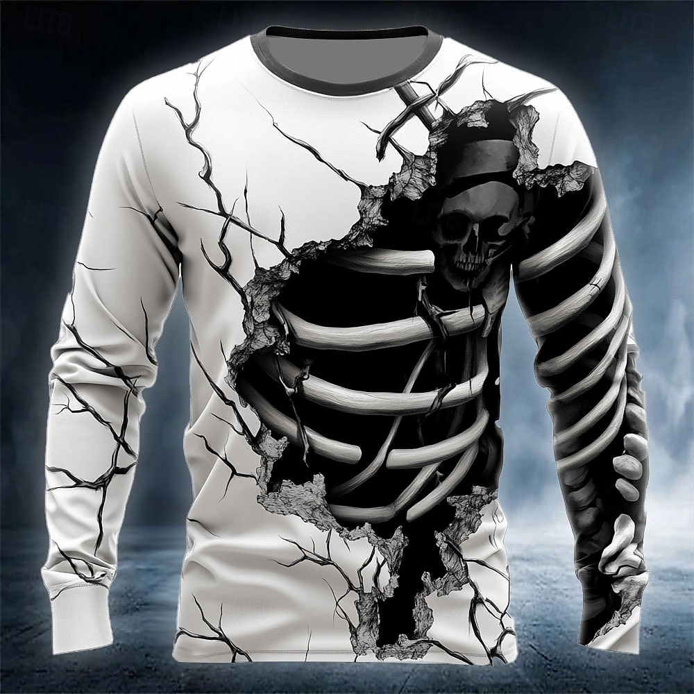 Funny 3D Skull Print Men's T-s - Men'S Fashion Y2K recension och pris