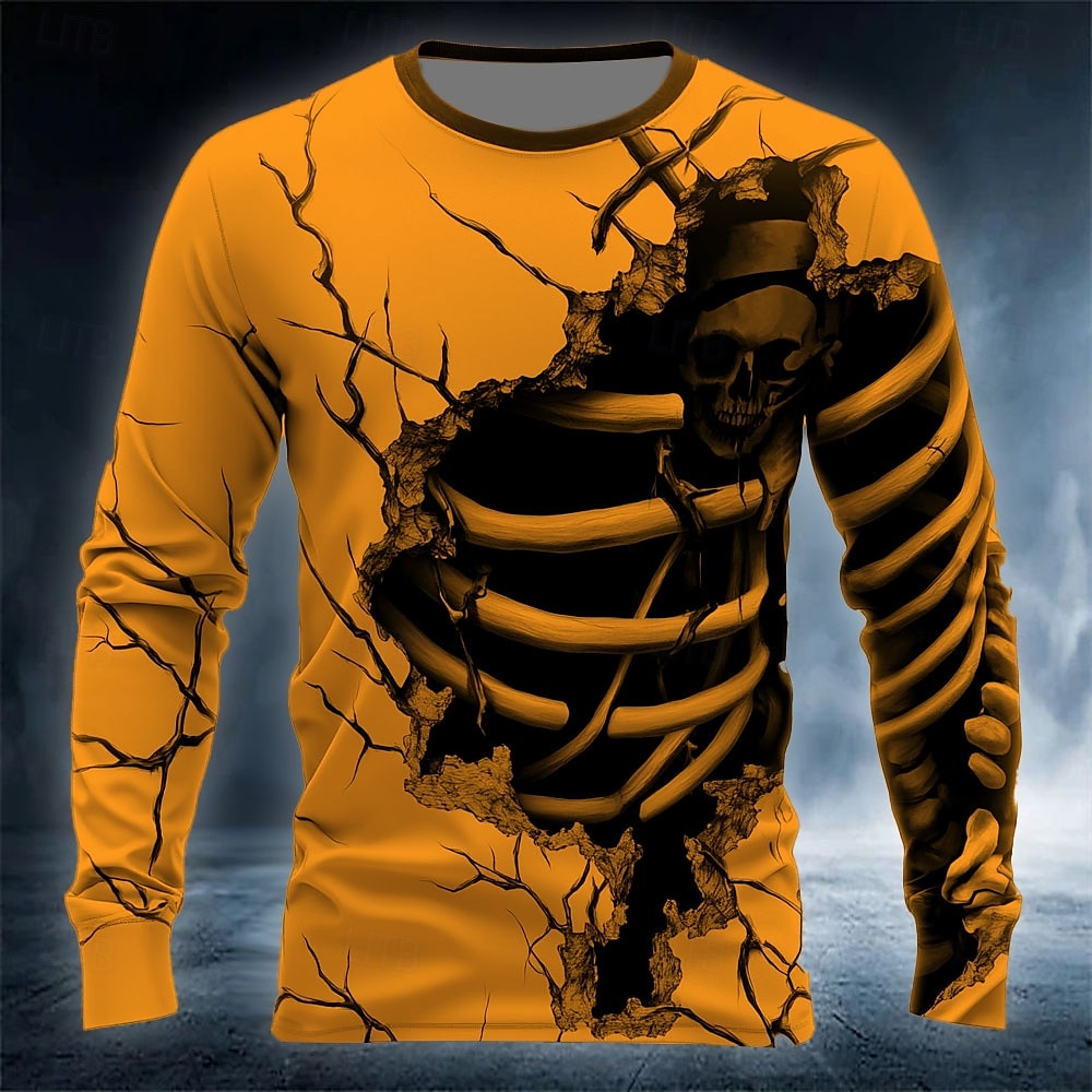 Funny 3D Skull Print Men's T-s - Men'S Fashion Y2K recension och pris