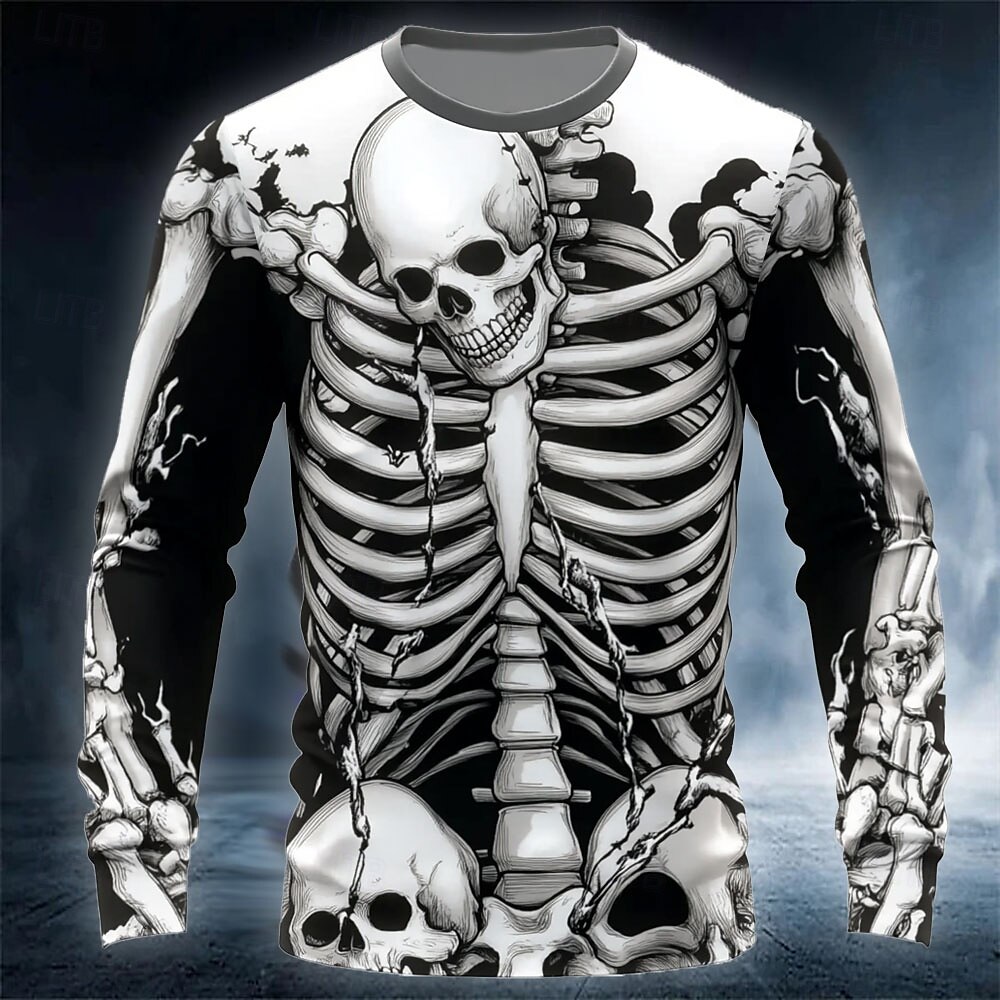 Funny 3D Skull Print Men's T-s - Men'S Fashion Y2K recension och pris