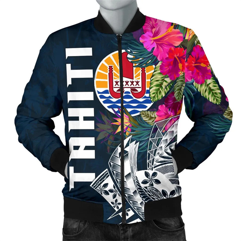 New Vintage 3D Printing Polyne - Men'S Fashion Zipper Jacket recension och pris
