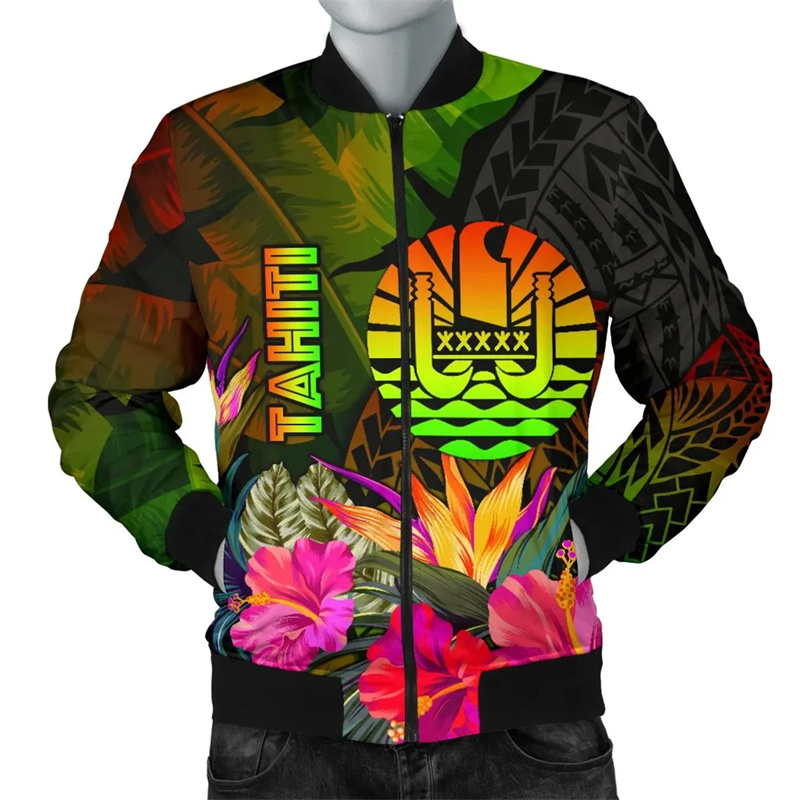 New Vintage 3D Printing Polyne - Men'S Fashion Zipper Jacket recension och pris