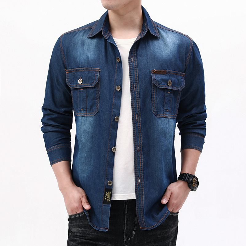 New Fashion Men Light Blue Lon - Jeans Shirt Fashion For Men recension och pris