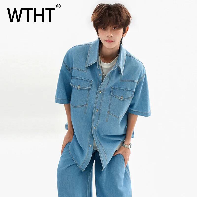 WTHT Fashion Men's Patchwork P - Jeans Shirt Fashion For Men recension och pris